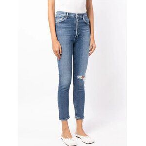 AGOLDE Nico Medium Wash Denim High Rise Skinny Jeans Button Fly Women's 23